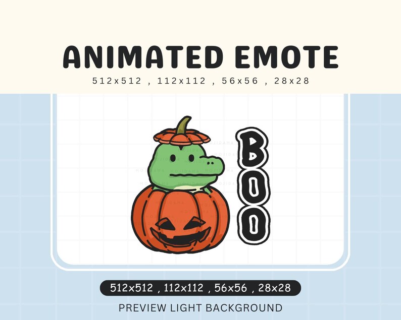 Animated Crocodile Halloween Emote: Spooky Chibi Alligator (digital ...