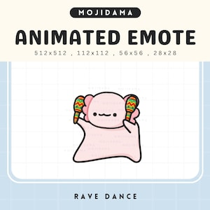 Axolotl Dancing Emotes Twitch Animated Funny Animal Rave Dance Excited Chibi Emote Cute Kawaii Vtuber Live Stream Gaming Obs Discord Youtube