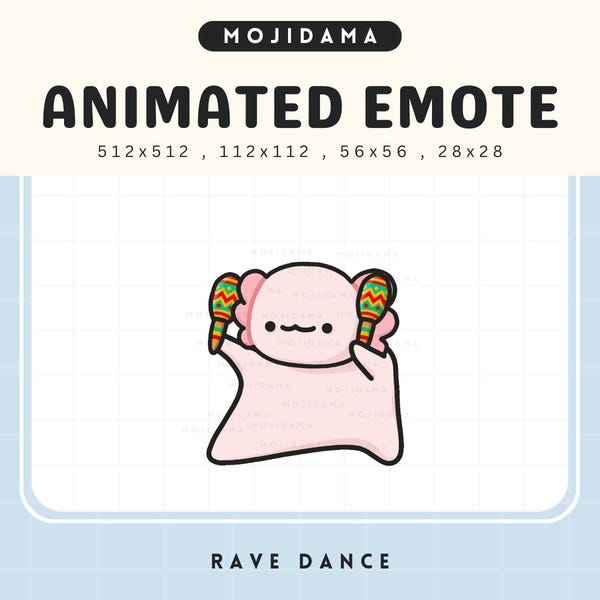 Axolotl Dancing Emotes Animation: Cute Chibi Animated Twitch Emotes for Streaming on OBS, Discord, YouTube, Vtuber & Gaming