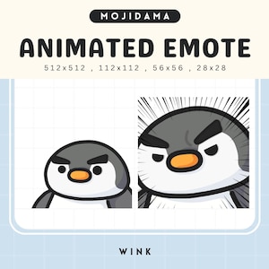Penguin Emotes Twitch Animation Serious Face Bird Wink Funny Animated Cute Chibi Stream Silly Emote Vtuber Live Gaming Discord Emot Kick OBS
