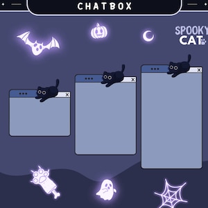 Cat Twitch Chatbox Overlay Animation Blue Kitty Chat Stream Overlay Cute Spooky Aesthetic Ghost Vtuber Kick Youtube Obs Streamlabs Streaming