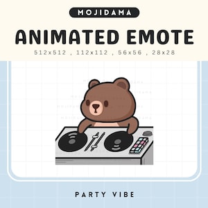 Bear Party Twitch Emotes Animated Music Vibes Cute Emote Animation Chibi Vtuber Cozy Live Stream Gaming OBS Kick Discord Youtube Funny Emoji