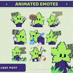 Leaf Emotes Animation Bundle: Funny Plant Twitch Stream Pack (GIF)