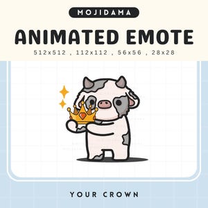 Emotes couronne de vache Twitch animés Your King Queen Gg Victory Cattle Farm Emotes Animation Diffusion en direct mignon Chibi Vtuber Gaming Discord Youtube