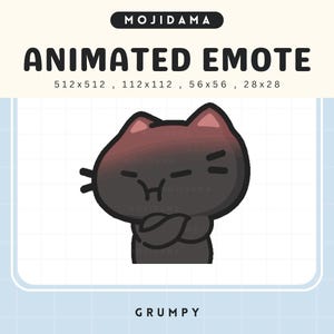 Cat Grumpy Emotes Twitch Animation Black Kitty Angry Chibi Kitten Cute Animated Kawaii Emote Vtuber Streamer Live Streaming Youtube Discord