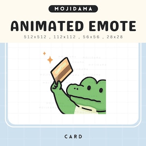 Carte emotes crocodile Take My Money Animations Twitch Achats Shopping Emote alligator mignon animé Chibi Vtuber Diffusion en direct Discord Youtube