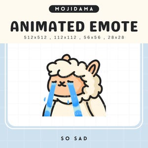 Alpaca Twitch Emotes Cry Animation Sad Animated Stream Cute Chibi Silly Kawaii Emote Vtuber Llama Live Depressed Crying Kick Emot Animal