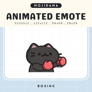 Animated Black Cat Boxing Emote: Twitch, Discord, YouTube (Digital Download)