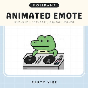 Party Crocodile Emotes Animated Twitch Music Vibes Cute Emote Animation Chibi Vtuber Alligator Live Stream Gaming Kick Discord Youtube Funny