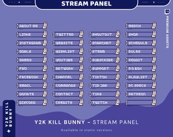 Bunny Blue Stream Panel Twitch Kitty Funny Cozy Room Aesthetic Panels Overlay Obs Streamlabs Chatting Vtuber Kick Youtube Just Chatting S