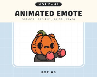 Animated Pumpkin Cat Boxing Emote: Spooky Halloween Twitch, Discord, YouTube (Digital Download)