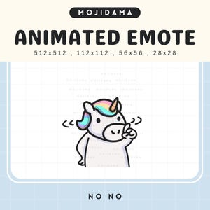 Unicorn Nope Emotes Animation: Cute Animal Twitch Animated Emotes for Streaming on YouTube, Kick, Discord