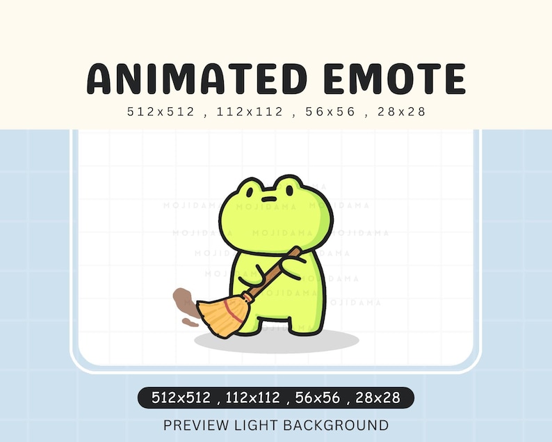 Frog Swept Animated Emote: Funny Chibi Gaming Stream (digital File) - Etsy