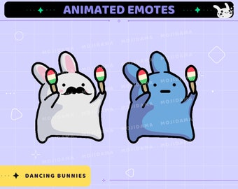 Dancing Bunnies Emotes Animation Funny Bunny Animated Cute Animal Dance Emote Sus Sub Raid Gg Yes Happy Cat Sad Twitch Kick Bundle Pack