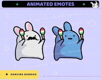 Emotes Dancing Bunnies Animation Funny Bunny Animation Emotes de danse animal mignon Sus Sub Raid Gg Yes Happy Cat Sad Twitch Kick - Pack