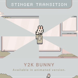 Animated Twitch Stinger Transition Overlay Y2K Bunny Animation Overlay Cute Rabbit Vtuber Lofi Aesthetic Asset For Just Chatting Kick Stream