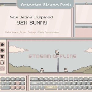 Bunny Twitch Animation Stream Overlay Animated Cute Rabbit Aesthetic Full Stream Package Lofi Stream Pack Kick Youtube Vtuber Just Chatting