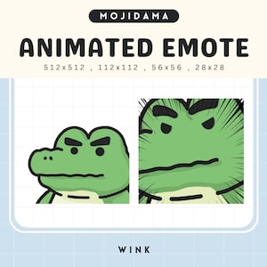 Crocodile Twitch Emotes Animated Serious Face Wink Funny Animation Cute Chibi Alligator Stream Emote Vtuber Live Gaming Discord Silly Emot