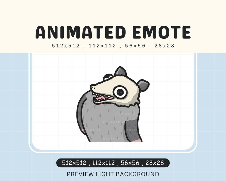 Possum Twitch Emotes Animation Wiggle Opossum Cute Chibi Animated Feral ...