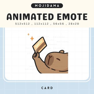 Emotes de la carte Capybara Animation Twitch Take my money Swipe crédit Emote mignonne animée Chibi Vtuber diffusion en direct Kick Discord Youtube
