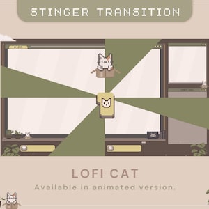 Stinger Transition Animation Lofi Cat Cottage Core Animated Overlay Cute Kitty Vtuber Lofi Aesthetic Asset For Just Chatting Kick Stream