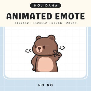 Bear Emotes Animated Twitch Stream No Nope  Animation Cute Chibi Bears Kawaii Emote Vtuber Streamer Live Streaming Kick Emot Youtube Discord