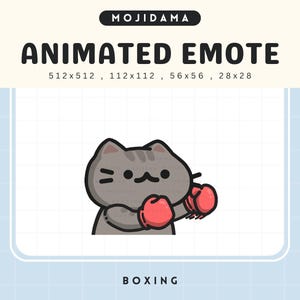 Animated Grey Cat Boxing Emote: Twitch, Discord, YouTube (Digital Download)