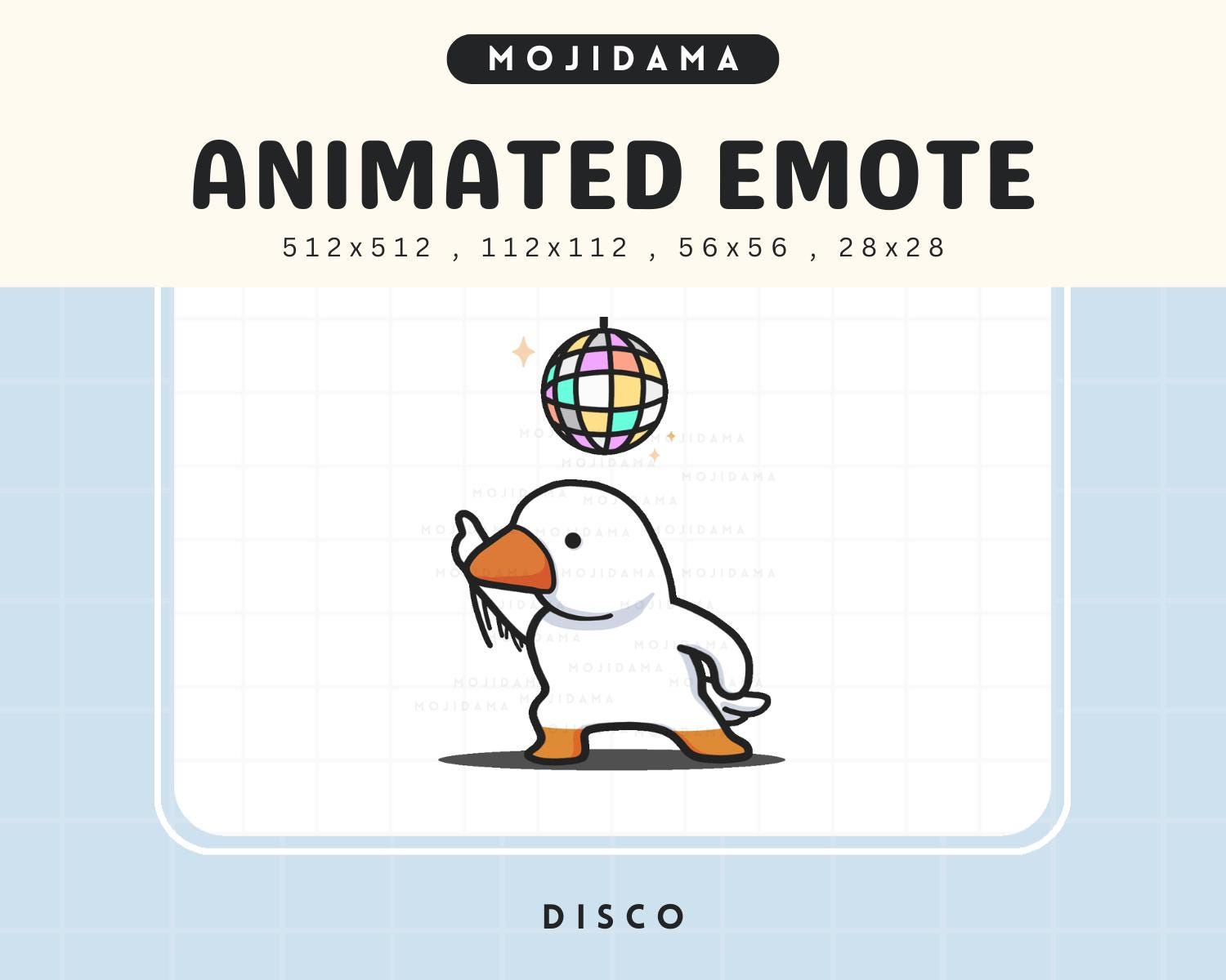 Silly Goose Disco Emotes Twitch Dance Geanimeerde hype Muziek Vibes Emote Animatie Grappig Chibi Vtuber Livestream Gaming Kick Discord Youtube