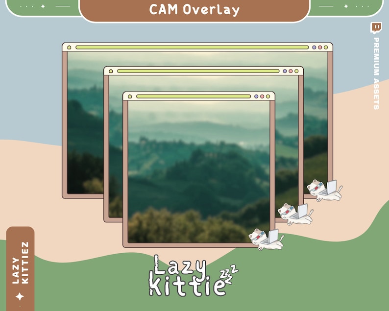 Cat Cam Stream Animation Frame for Twitch Studio Obs Streamlabs Kitty