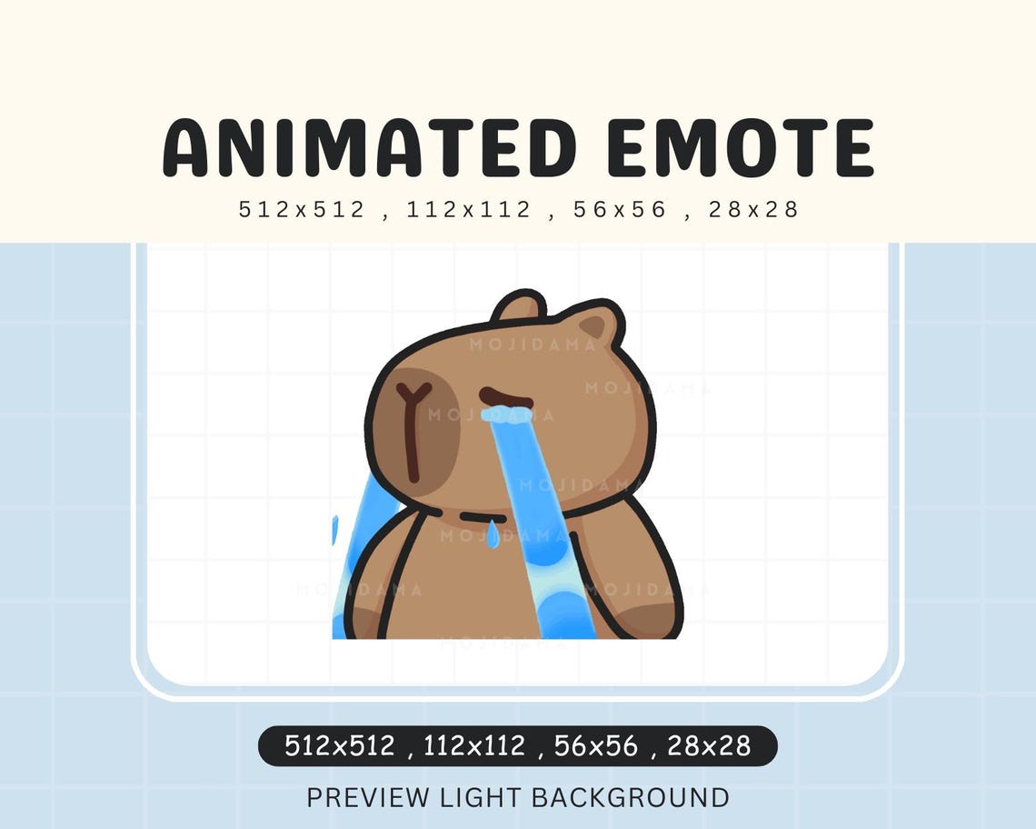 Sad Capybara Animated Emotes: Crying Chibi Kawaii Emotes (digital ...