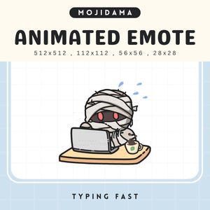 Mummy Halloween Emotes Ghost Twitch Typing Animated Keyboard Panic Cute Spooky Emote Animation Chibi Vtuber Live Stream Discord Youtube Obs