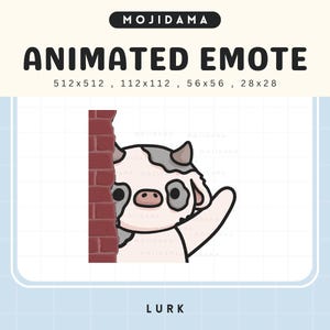 Emotes animés Vache Twitch qui rôdent Emotes d&#39;une ferme d&#39;élevage de vaches animées Peek Chibi Vtuber Diffusion en direct Gaming Obs Kick Discord Youtube Emoji