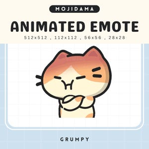 Cat Grumpy Emotes Twitch Animation Orange Cream Kitty Angry Chibi Kitten Cute Animated Kawaii Emote Vtuber Streamer Live Streaming Discord