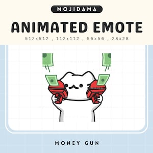White Cat Animated Twitch Emotes Money Rich Cute Chibi Kitty Kitten Animation Kawaii Emote Vtuber Streamer Live Discord Funny Emot Stream