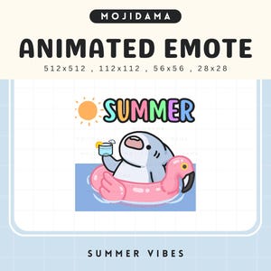 Shark Summer Twitch Emotes Animated Beach Vibes Emote Chibi Cute Animation Vtuber Cozy  Live Stream Gaming Kick Discord Youtube Funny Emot