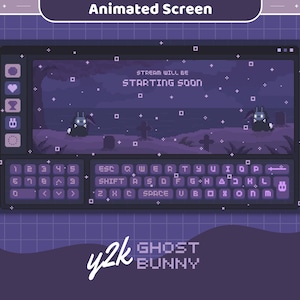 Halloween Ghost Twitch Screen Animation Stream Lofi Animated Scene Bunny Cat Cute Overlay Aesthetic Obs Streamlabs Vtuber Starting Back