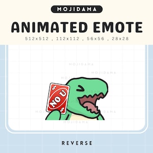 Gestos de dinosaurios Animación inversa Tyrex Tarjeta Uno Twitch Lindo Chibi Tiranosaurio Dinosaurio animado Stream Emote Kawaii Vtuber Discord Emoji