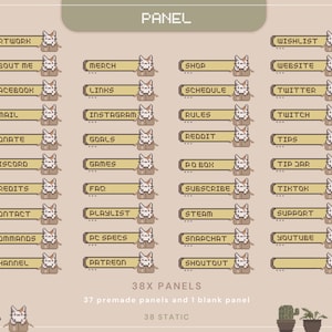 Cat Stream Panel Twitch Lofi Kitty Panels Cute Full Stream Package Pixel Art Gaming Just Chatting Vtubber Cottage Core Streaming Graphic