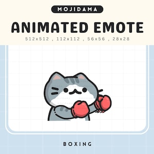 Animated Grey Cat Boxing Emote: Twitch, Discord, YouTube (Digital Download)