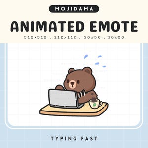 Bear Keyboard Twitch Emotes Typing Animated Fast Key Panic Cute Emote Animation Chibi Vtuber Live Stream Gaming  Kick Discord Youtube Emoji