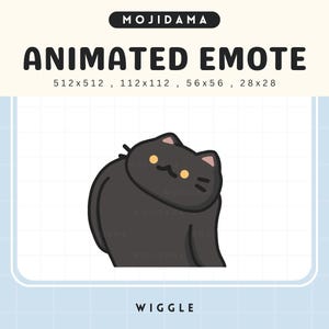Black Cat Twitch Emotes Animation Wiggle Cute Chibi Animated Emot Kitty Kawaii Wiggling Emote Kitten Vtuber Streamer Live Discord Kick Emot