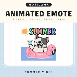 French Bulldog Summer Twitch Emotes Dog Animated Beach Vibes Puppy Emote Chibi Cute Animation Vtuber Cozy  Live Stream Discord Youtube Funny