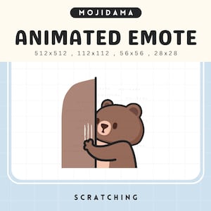 Scratch Bear Emotes Animation: Cute Chibi Animated Twitch Emotes for Streaming on Kick, Discord, YouTube, Vtuber, OBS & Gaming