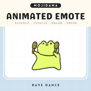 Frog Rave Dance Emotes Twitch Animated Funny Animal Chibi Pepe Meme Emote Animation Cute Kawaii Vtuber Live Stream Gaming Discord Youtube
