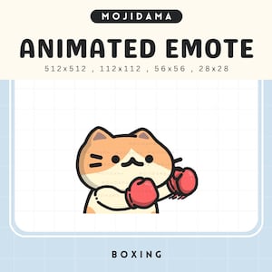 Cat Boxing Emotes Twitch Orange Cream Kitty Animated Punch Fist Cute Emote Animation Chibi Kitten Mad Vtuber Live Stream Discord Youtube Obs
