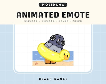 Emote animado de baile de paloma en la playa: Chibi VTuber (Descarga digital)
