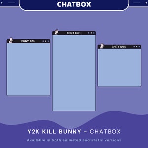 Bunny Blue Twitch Chatbox Animation Overlays Animated Chat Obs Streamlabs Stream Cute Cozy Aesthetic Vtuber Kick Youtube Streaming
