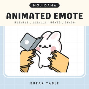 Angry Bunny Twitch Emotes Animation Break Table Cute Chibi Animated Emot Kawaii Rabbit Emote Vtuber Streamer Live Streaming Discord Emot