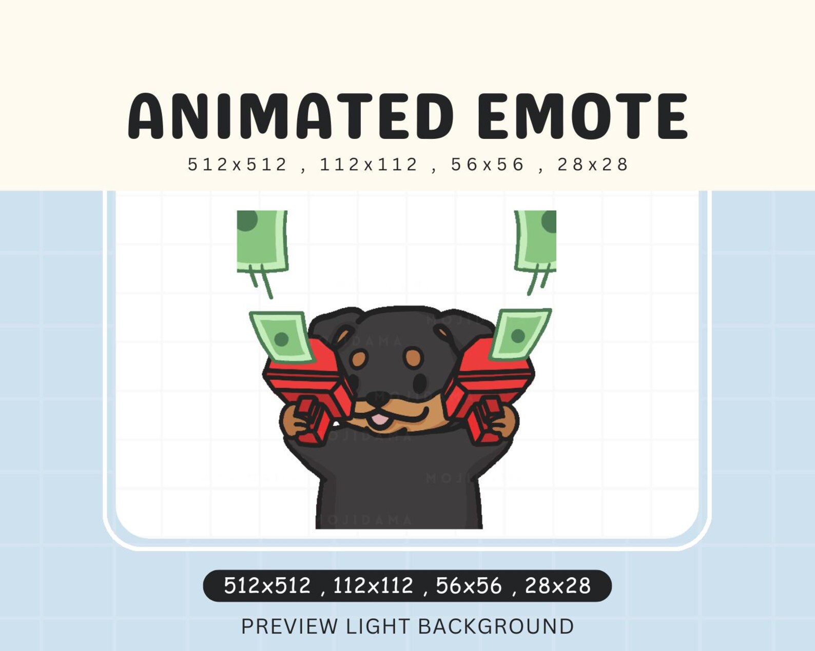 Dog Twitch Emotes Animation Money Rich Cute Chibi Animated Rottweiler ...