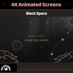 Black Space Animierte Stream Bildschirme: Lofi Cosmic Overlay (WEBM, PNG)